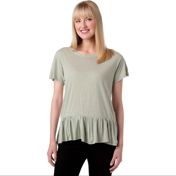 ❤️4for$20! Calvin Klein Jeans Heather Green Peplum Shirt - Picture 1 of 2